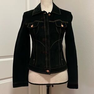 BCBGMAXAZRIA Black Suede Fitted Jacket